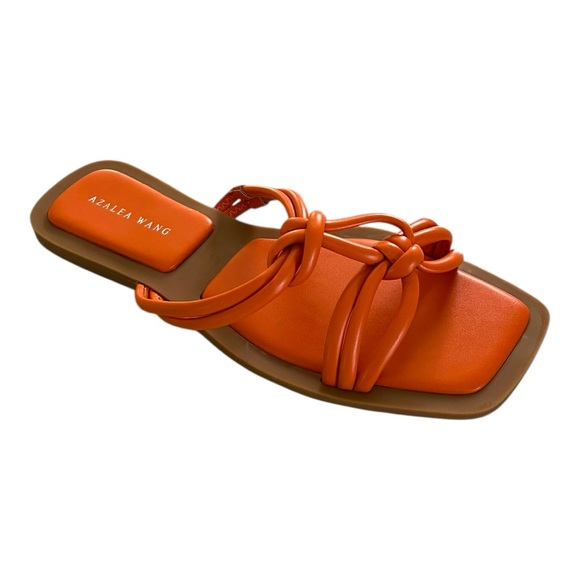 Azalea Wang Stetson-Orange Tubular Straps Flat Sandal, 7 - Picture 5 of 8
